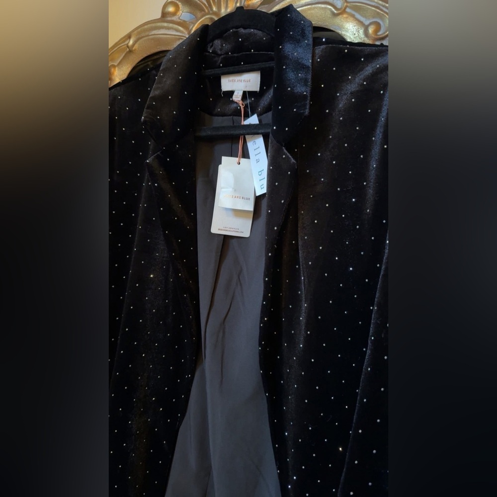 Velvet Rhinestone Blazer - Picture 3 of 10